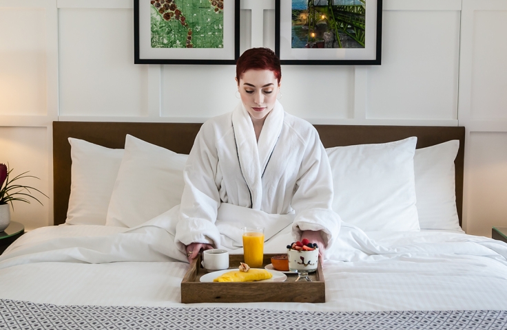 Woman Breakfast in Bed